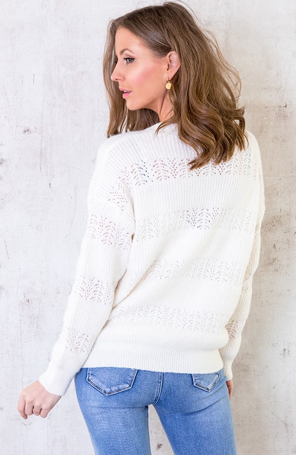 Knopen Vest Gehaakt Offwhite – shoparchief, foto 5