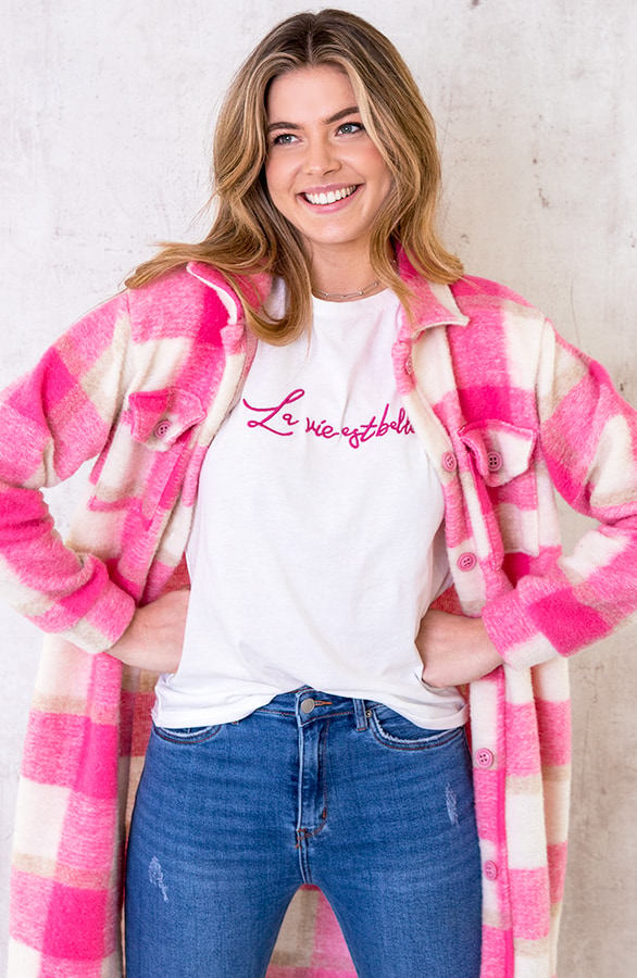 La Vie Est Belle Top Wit Fuchsia – shoparchief