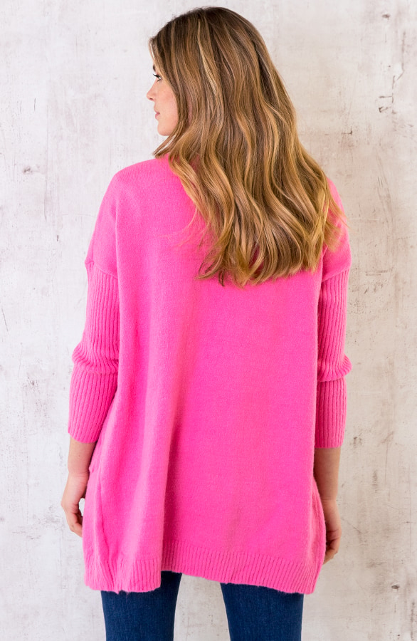 Lang Vest Met Zakken Fuchsia – shoparchief, foto 4