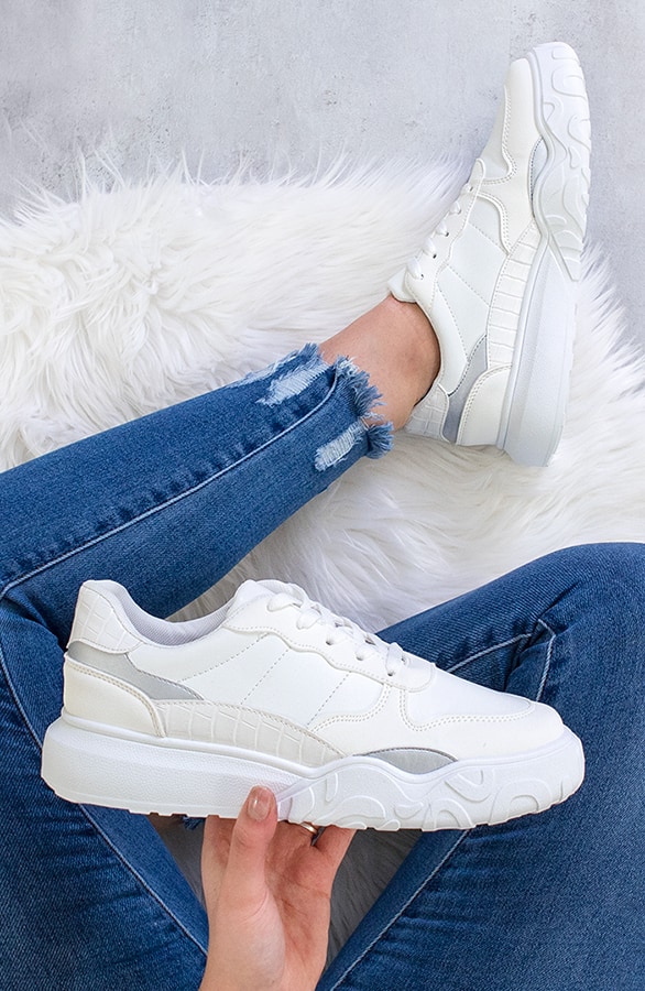 Leren Croco Sneakers Wit – shoparchief