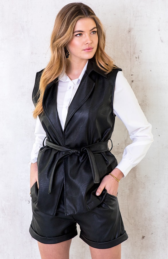 Leren Gilet Zwart – shoparchief, foto 2