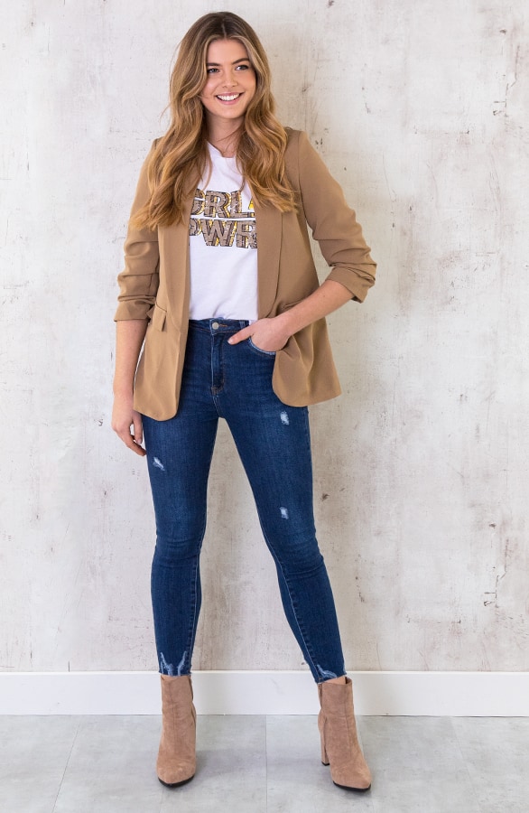 Girl Power Top Loose Fit Taupe – shoparchief, foto 2