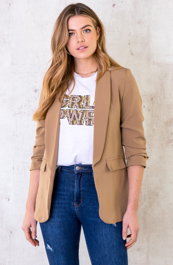 Girl Power Top Loose Fit Taupe – shoparchief