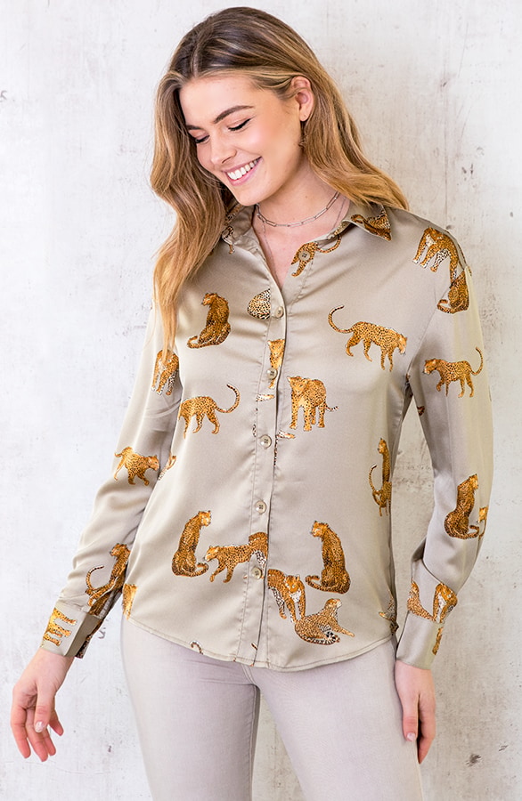 Limited Leopard Blouse Silk Olive – shoparchief, foto 3