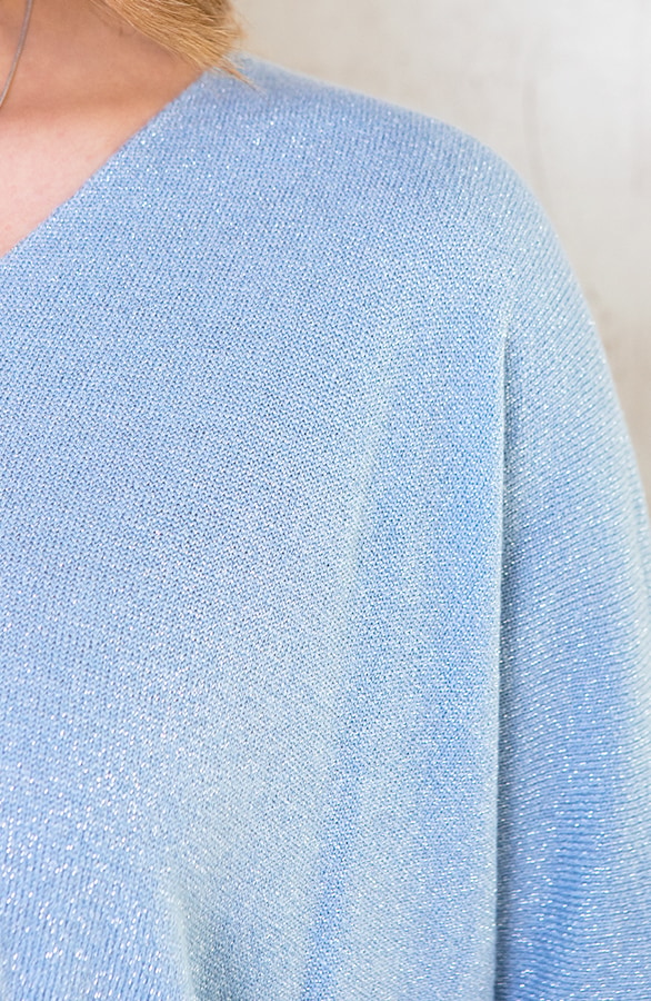 Oversized Lurex Top Blauw – shoparchief, foto 5