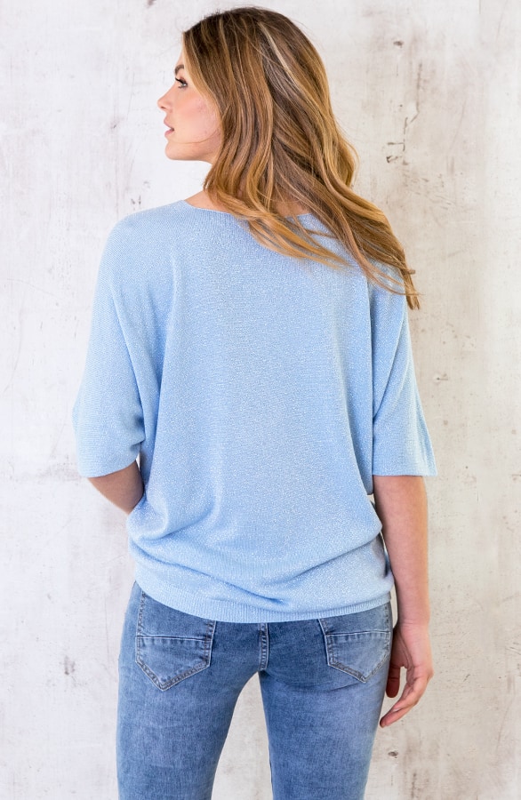 Oversized Lurex Top Blauw – shoparchief, foto 4