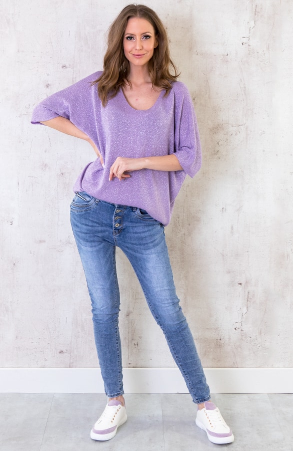 Oversized Lurex Top Lila – shoparchief, foto 2