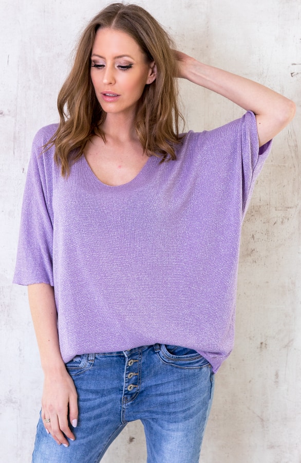 Oversized Lurex Top Lila – shoparchief