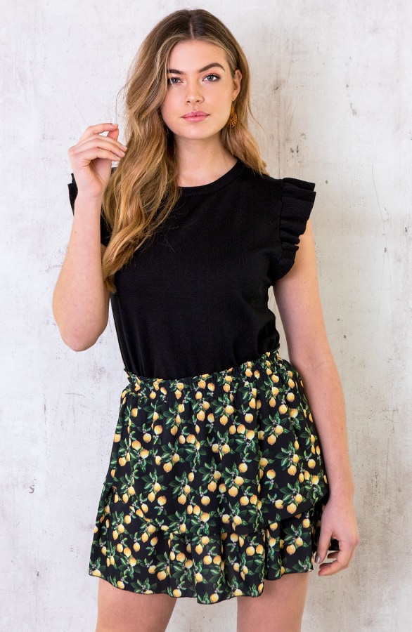 Top Ruches Mouwen Zwart – shoparchief