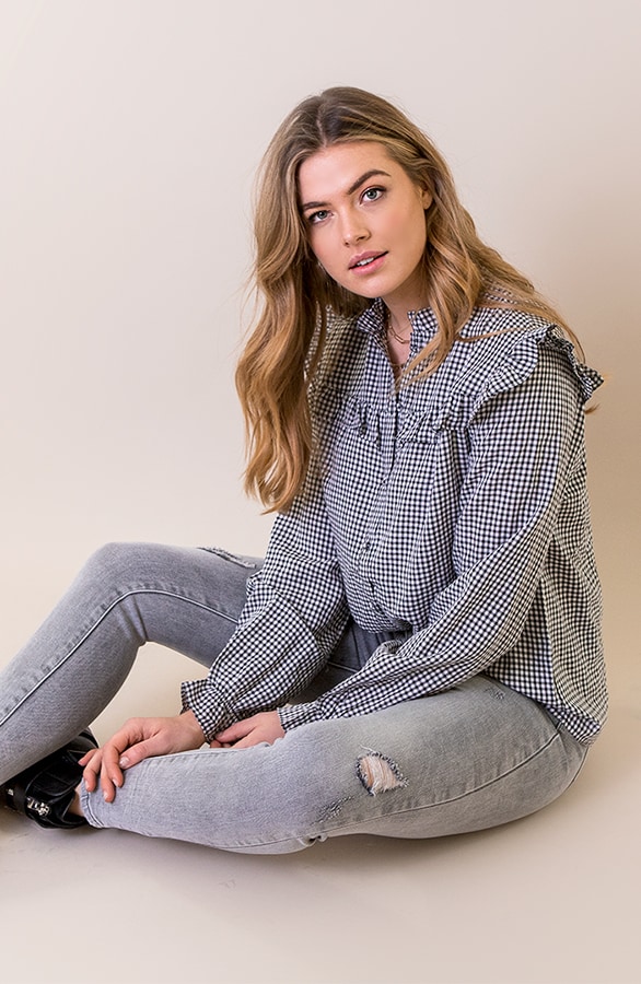 Vichy Blouse Zwart Wit – shoparchief, foto 4