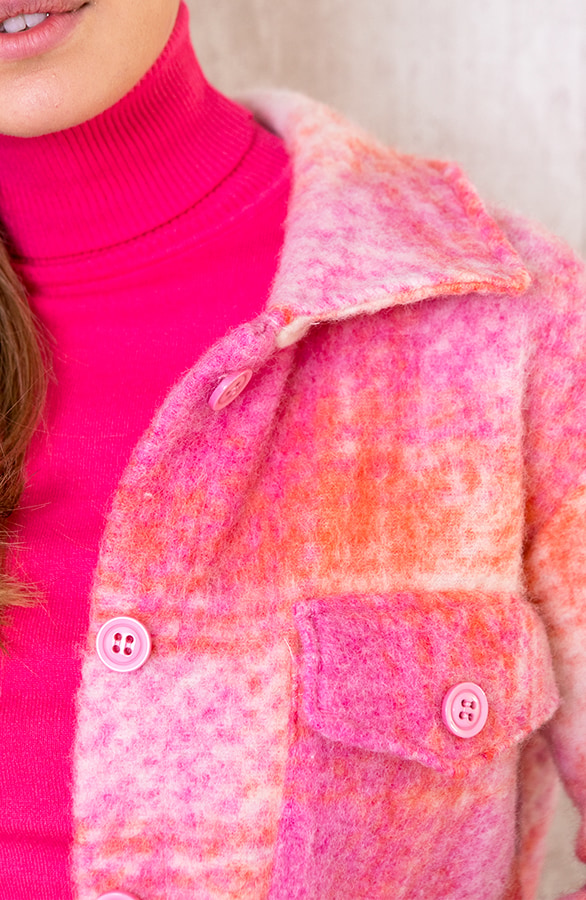 Woven Jacket Geblokt Fuchsia – shoparchief, foto 7