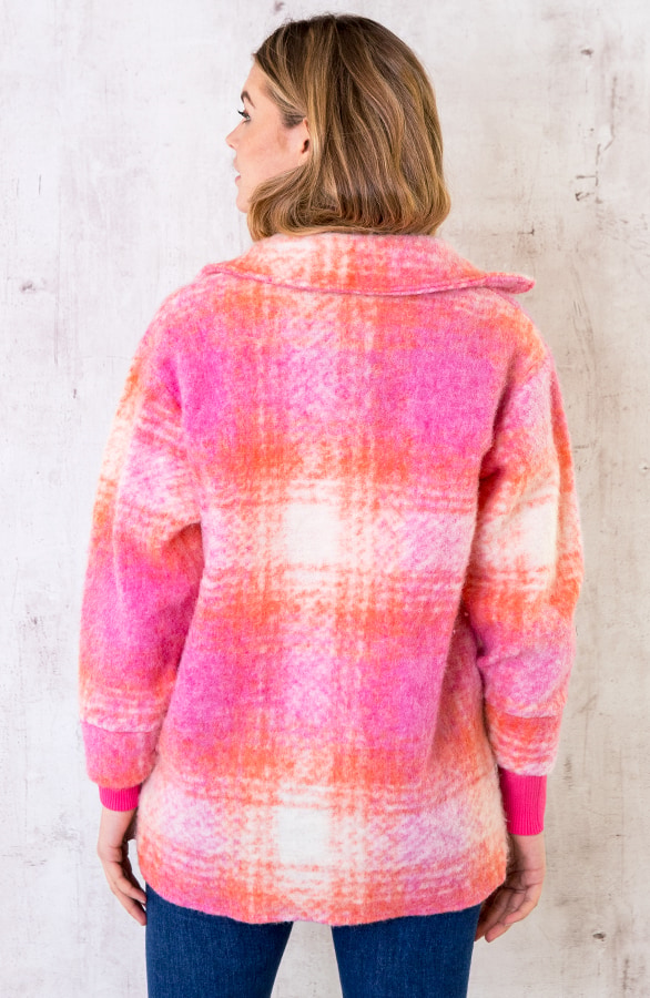Woven Jacket Geblokt Fuchsia – shoparchief, foto 5