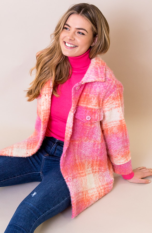 Woven Jacket Geblokt Fuchsia – shoparchief, foto 6