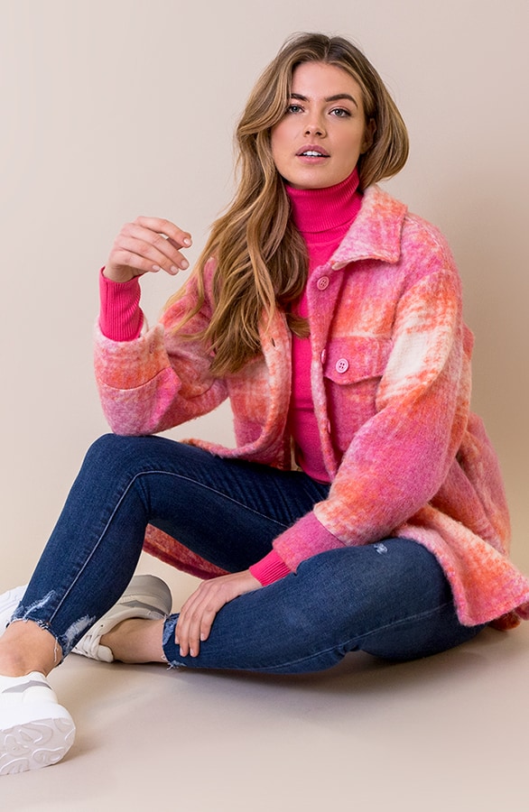 Woven Jacket Geblokt Fuchsia – shoparchief, foto 4