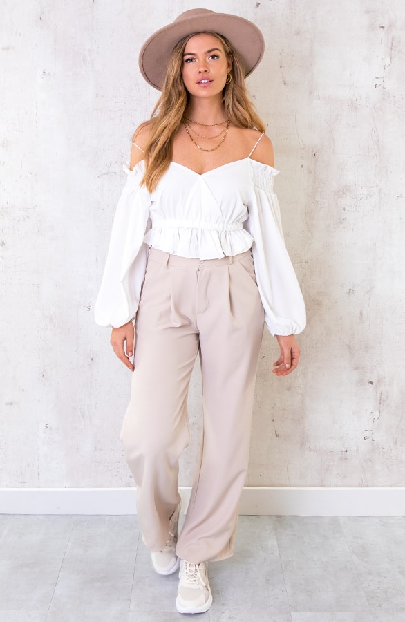Crop Off Shoulder Blouse Ecru – shoparchief, foto 7