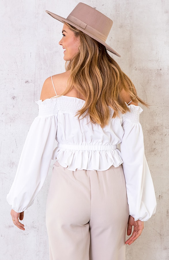 Crop Off Shoulder Blouse Ecru – shoparchief, foto 6