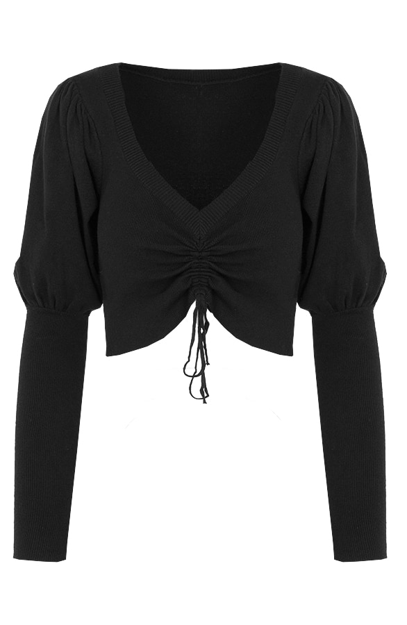 Crop Trui Met Koord Zwart – shoparchief, foto 2