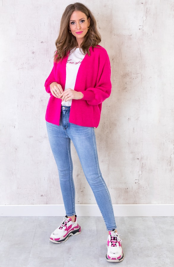 Gebreid Vest Kort Fuchsia – shoparchief, foto 3