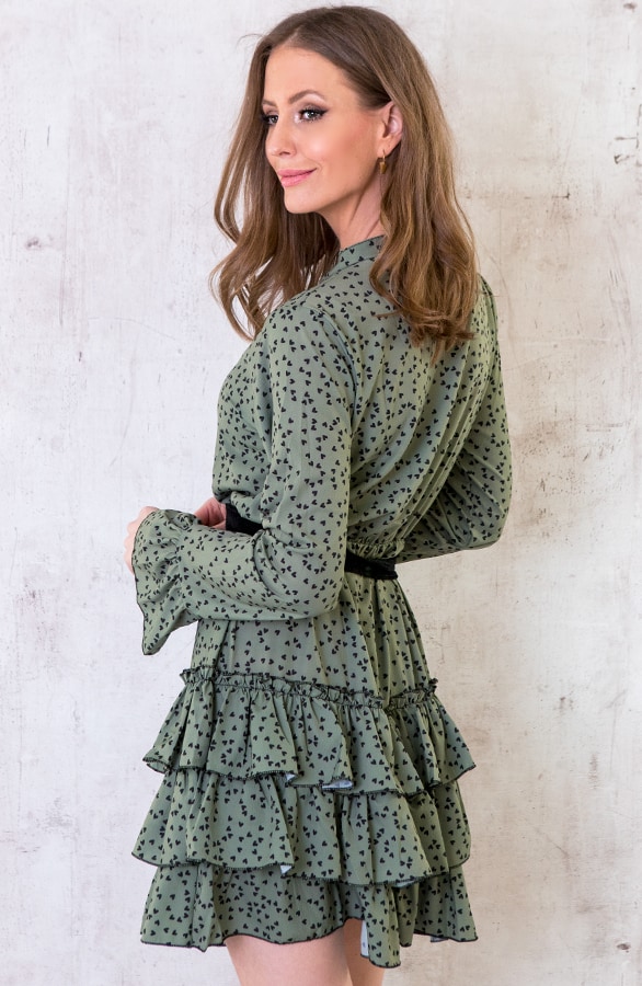 Hartjes Ruches Jurk Legergroen – shoparchief, foto 5