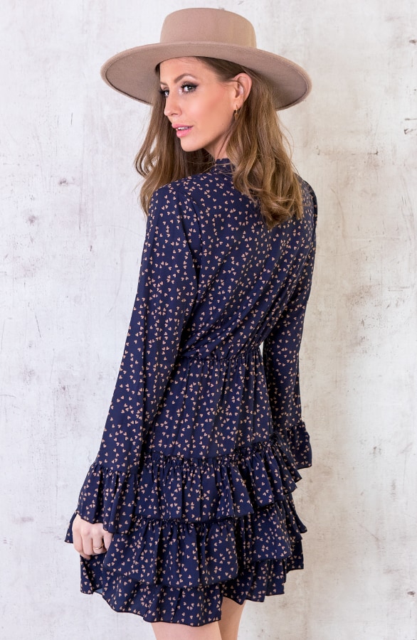 Hartjes Ruches Jurk Marineblauw – shoparchief, foto 4