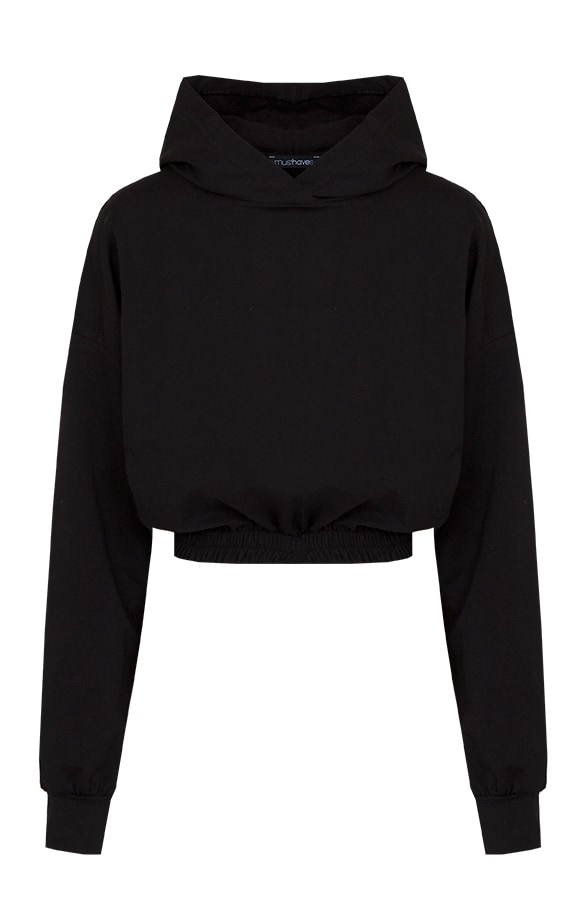 Jogging Cropped Hoodie Zwart – shoparchief