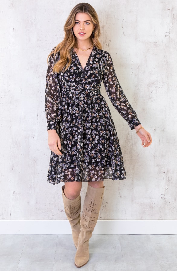 Jurk Met Bloemen Dames Zwart – shoparchief, foto 6
