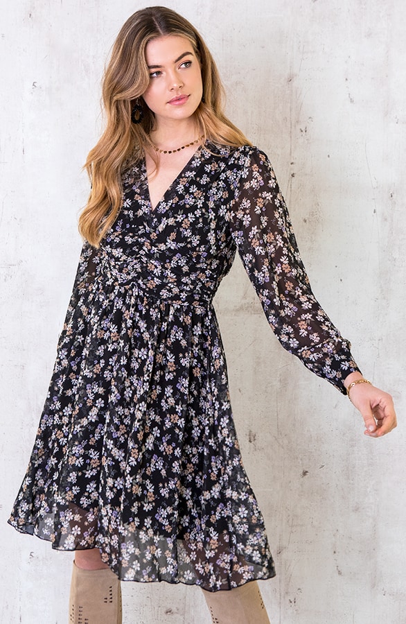 Jurk Met Bloemen Dames Zwart – shoparchief, foto 2