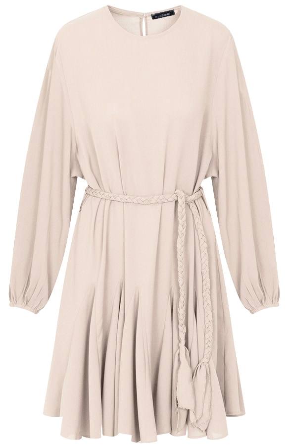 Jurk Met Plooien Beige – shoparchief