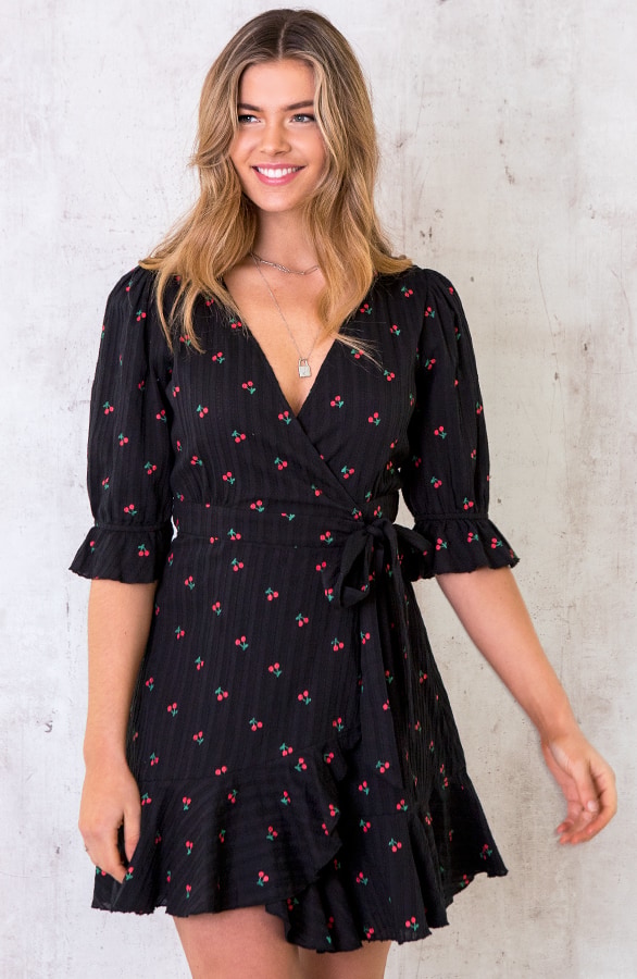 Katoenen Overslag Jurk Cherry – shoparchief