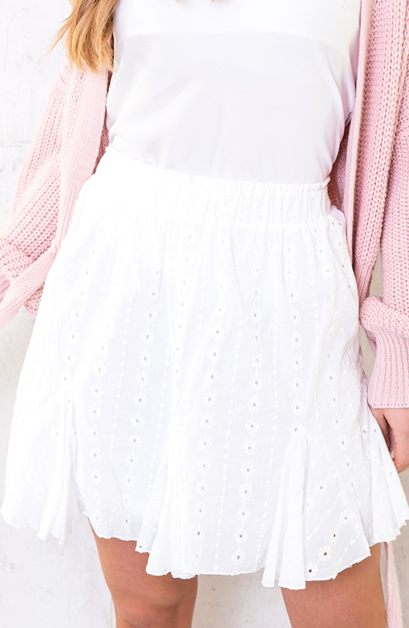 Katoenen Rok Embroidery Wit – shoparchief