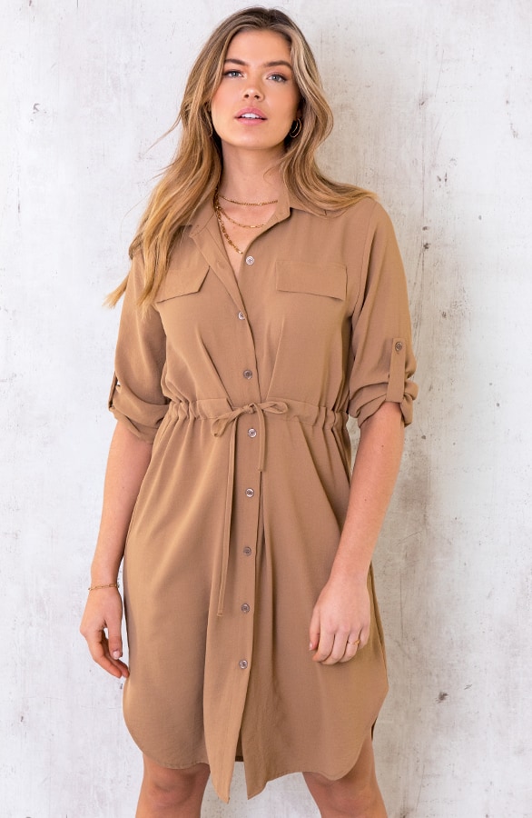 Knopen Jurk Camel – shoparchief