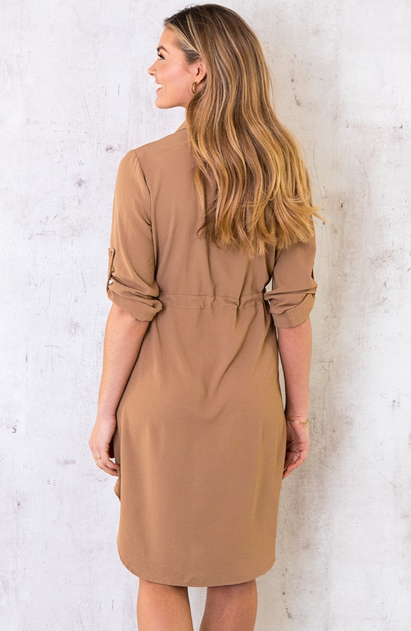 Knopen Jurk Camel – shoparchief, foto 6