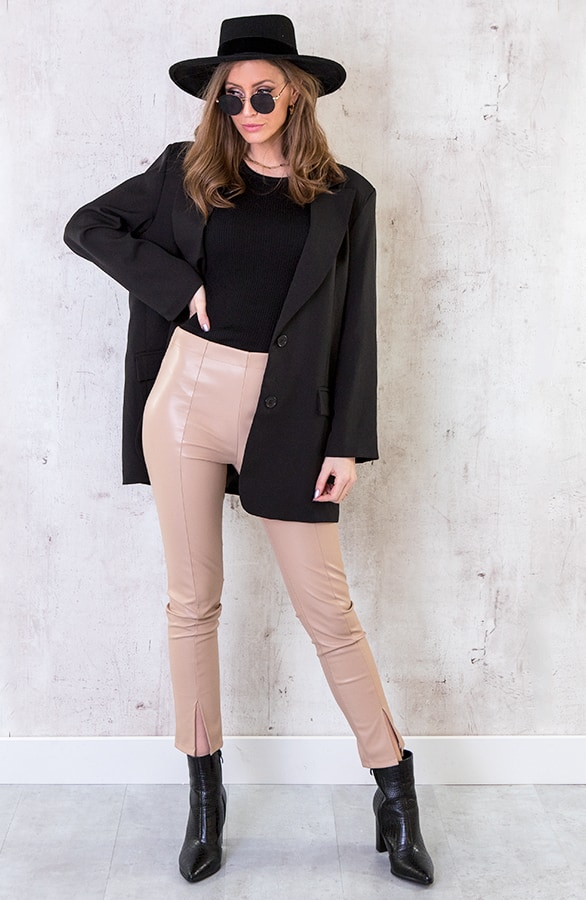 Leather Pants Split Camel – shoparchief, foto 2