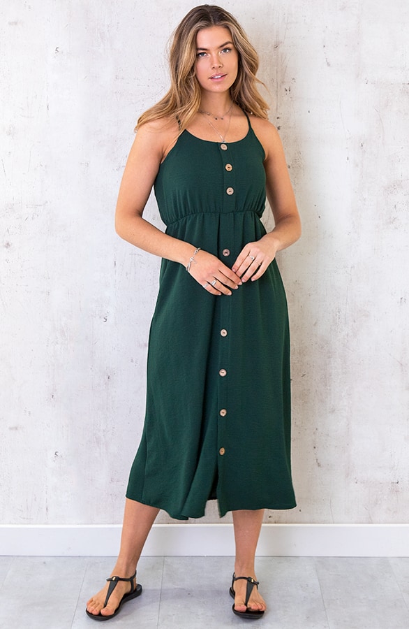 Midi Jurk Knopen Santorini Smaragd – shoparchief, foto 2