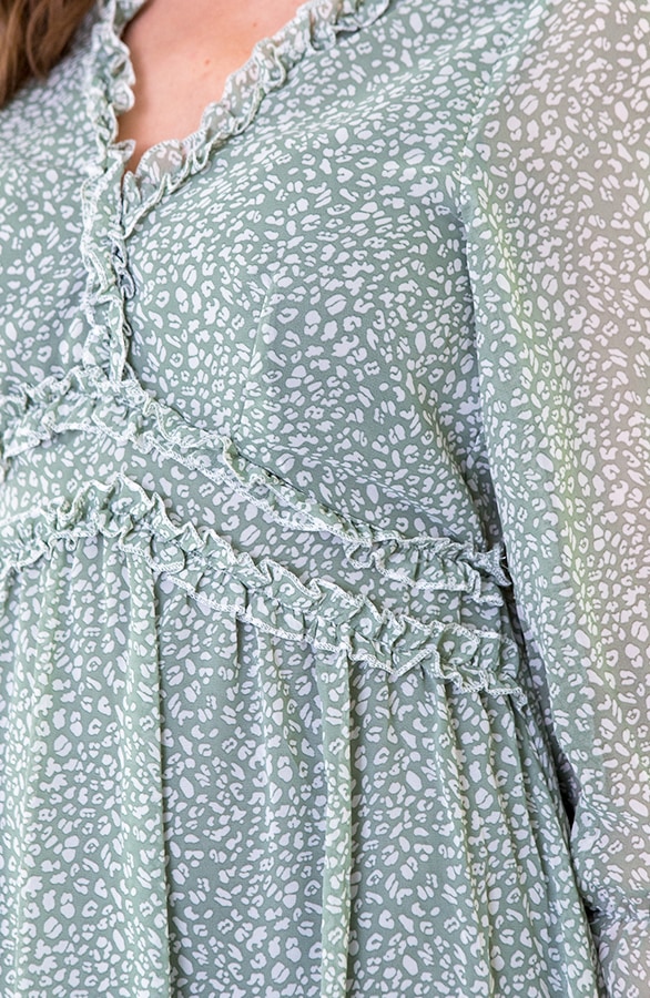Midi Jurk Met Panterprint Mint – shoparchief, foto 4