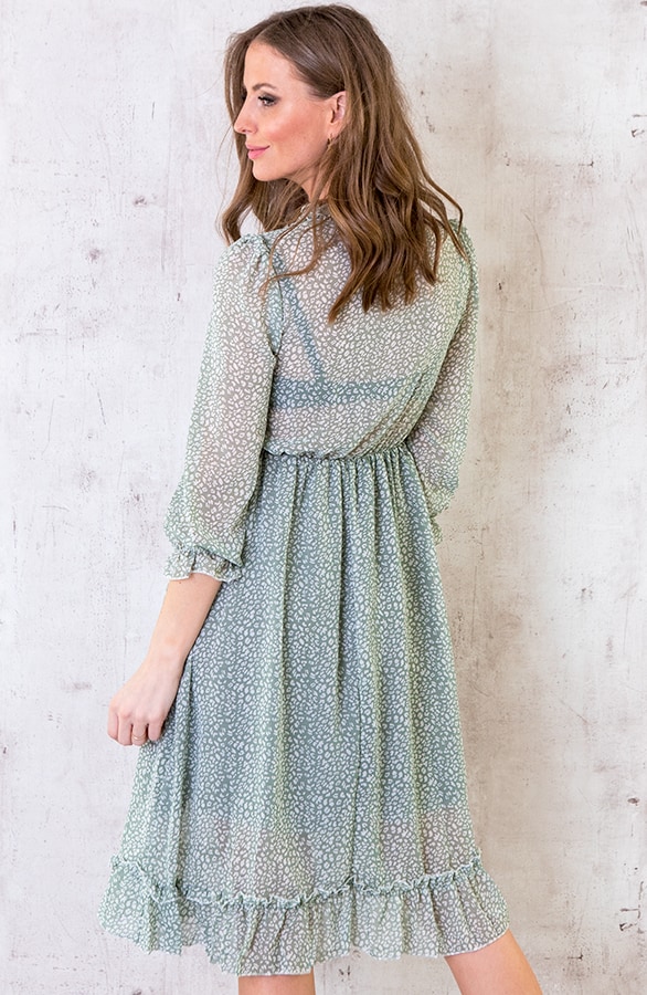 Midi Jurk Met Panterprint Mint – shoparchief, foto 5