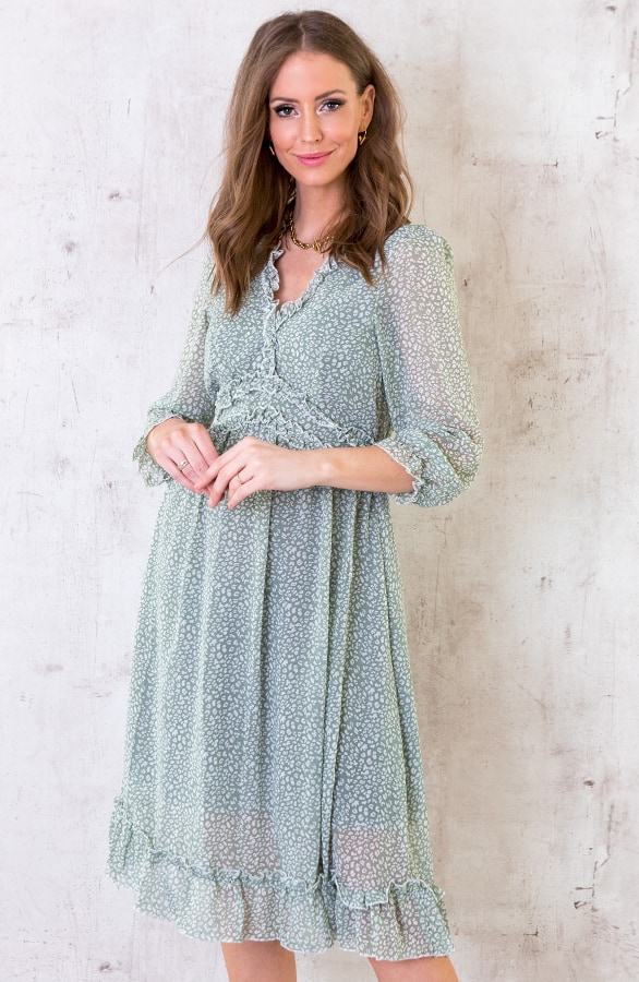 Midi Jurk Met Panterprint Mint – shoparchief, foto 2