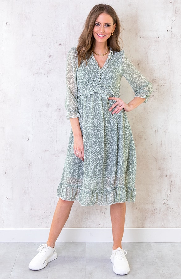 Midi Jurk Met Panterprint Mint – shoparchief, foto 3