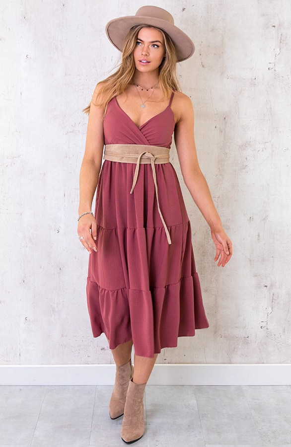 Midi Jurk Monaco Dust Roze – shoparchief, foto 3