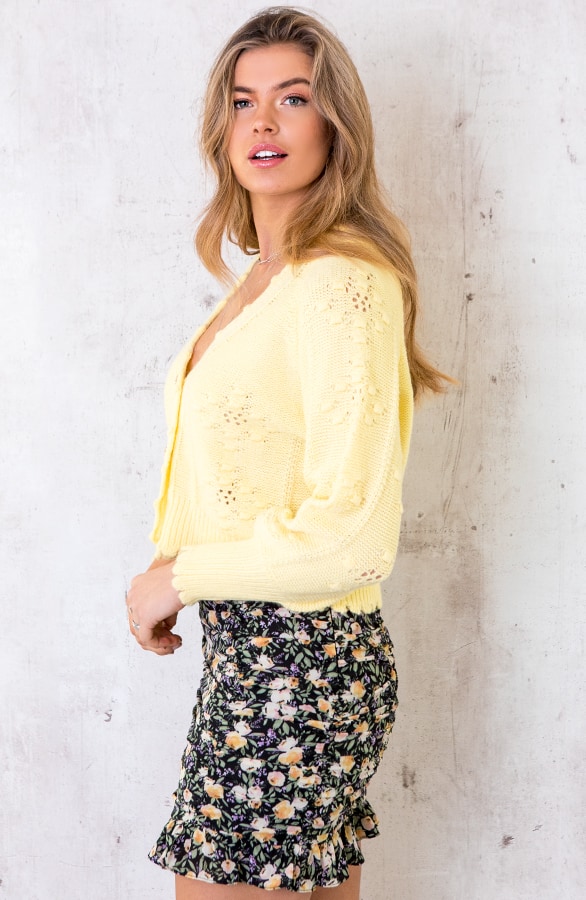 Pompon Knopen Vest Geel – shoparchief, foto 3
