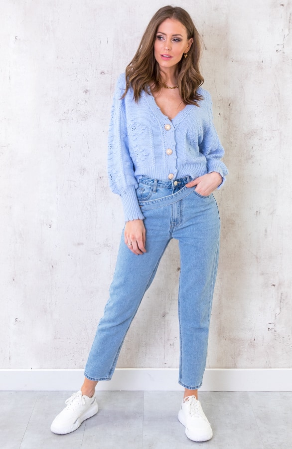 Pompon Knopen Vest Jeansblauw – shoparchief, foto 2