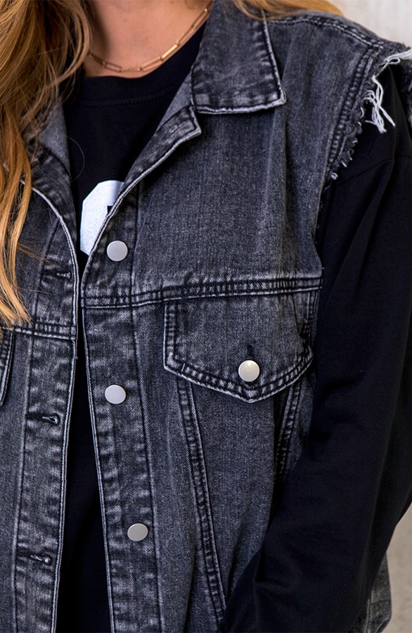 Raw Denim Gilet Grijs – shoparchief, foto 4