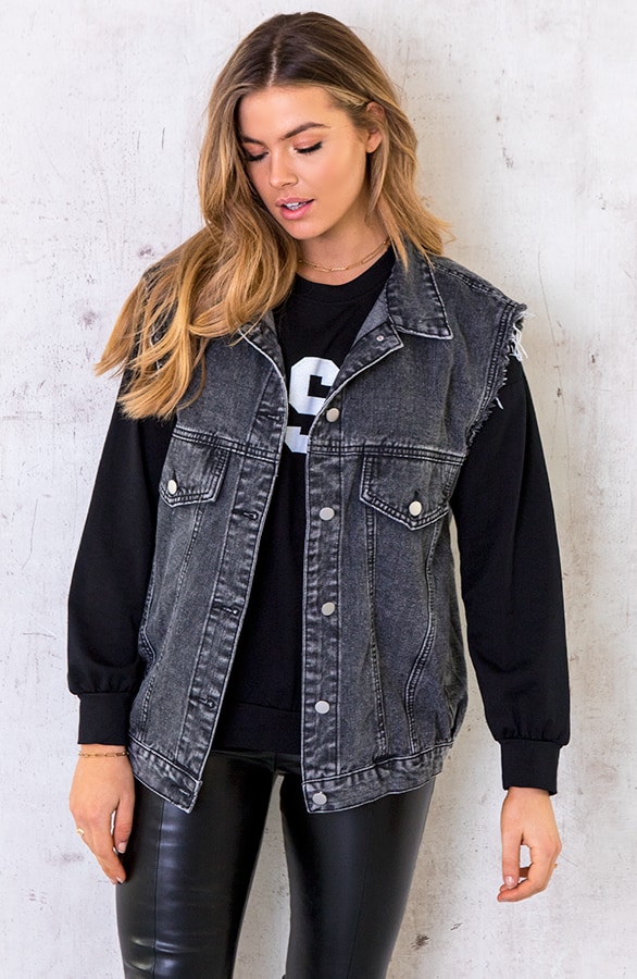 Raw Denim Gilet Grijs – shoparchief, foto 2