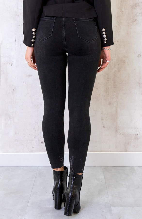 Skinny High Waisted Jeans Dark Grey – shoparchief, foto 3