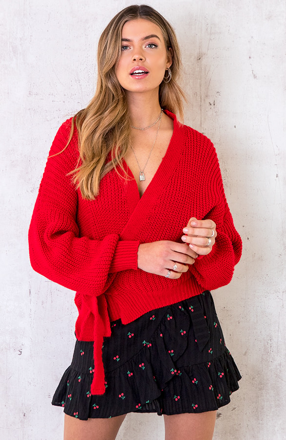 Strik Vest Gebreid Rood – shoparchief