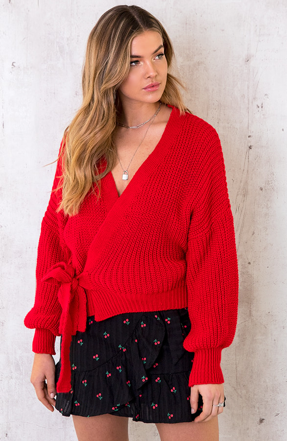 Strik Vest Gebreid Rood – shoparchief, foto 3