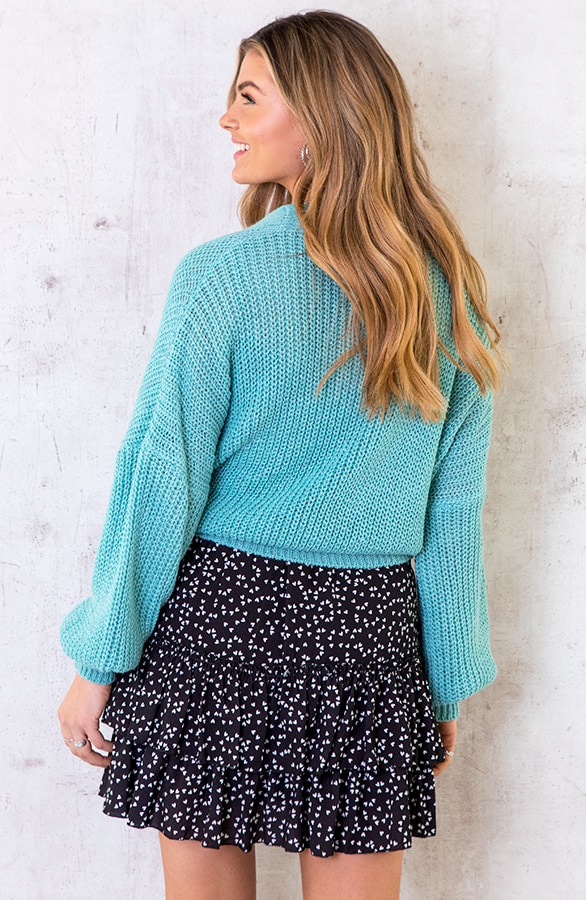 Strik Vest Gebreid Turquoise – shoparchief, foto 3