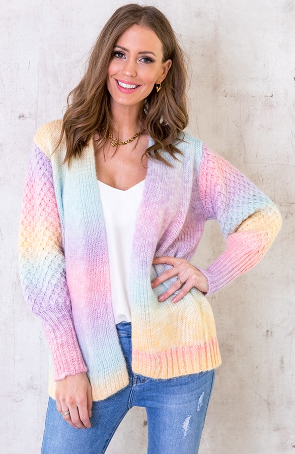 Tie Dye Cardigan Gehäkelt Pastell, Shoparchiv