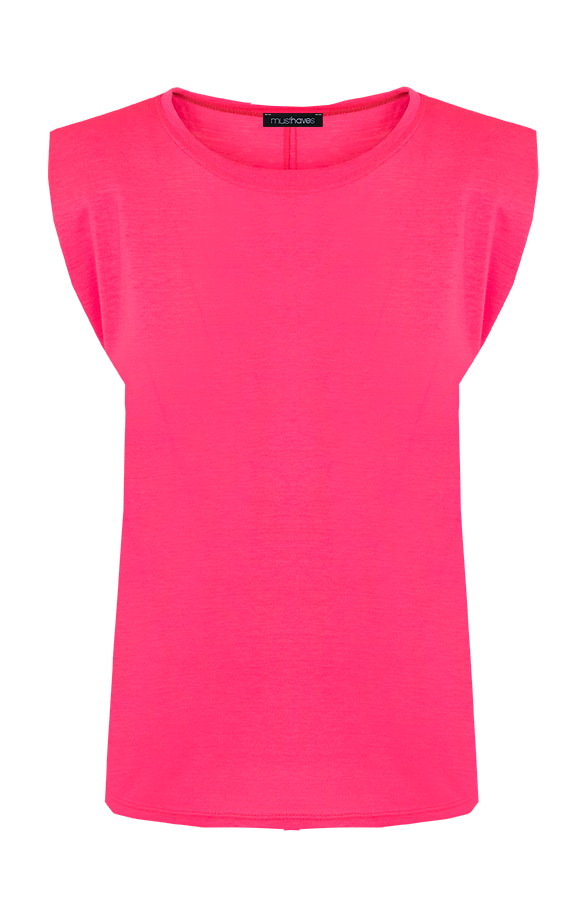 Top Met Schoudervulling Neon Fuchsia – shoparchief