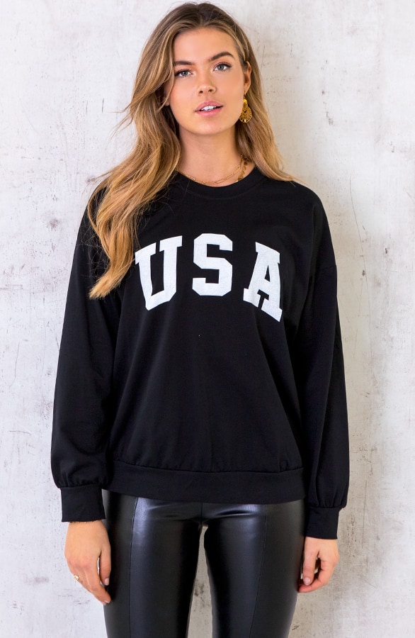 USA Sweater Dames Zwart – shoparchief